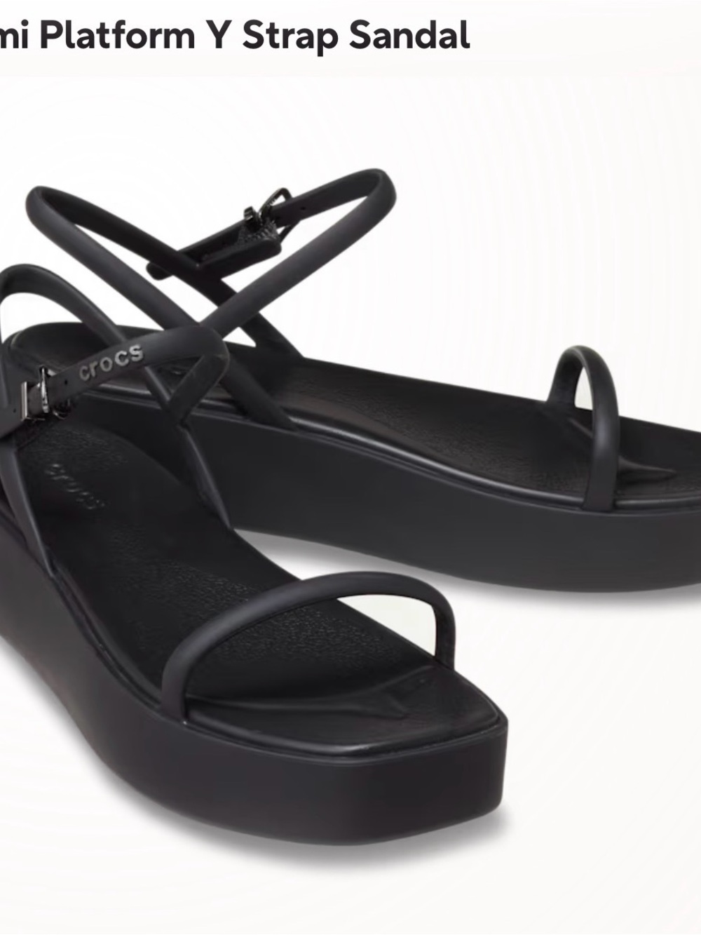 CROCS Black Platform Strappy Y‑Style Sandal